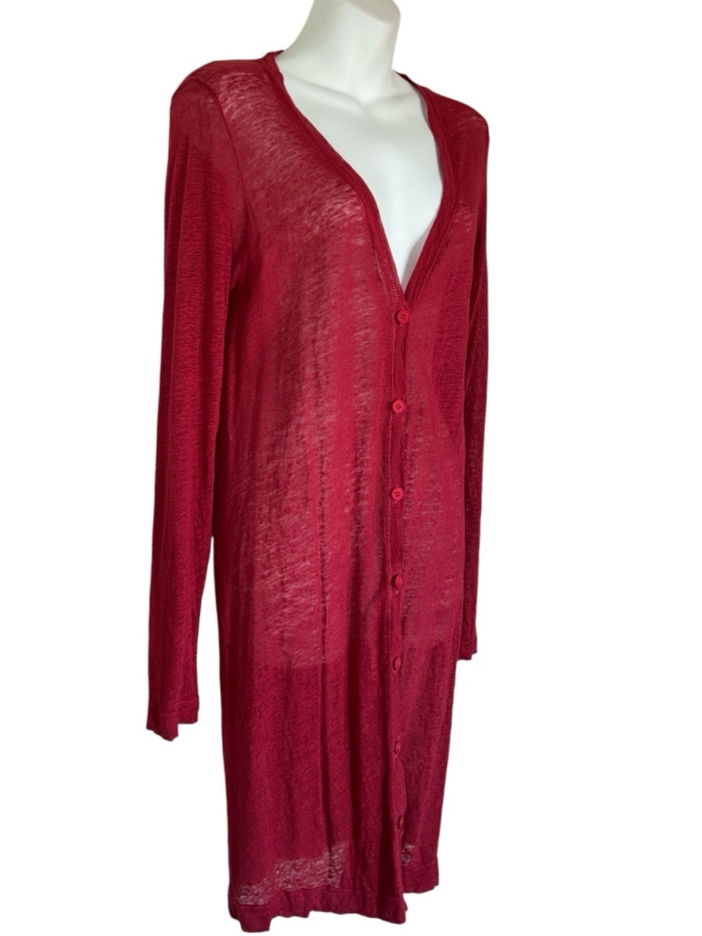 Tandem long cardigan sweater women's 40, button front. Slightly sheer. EUC